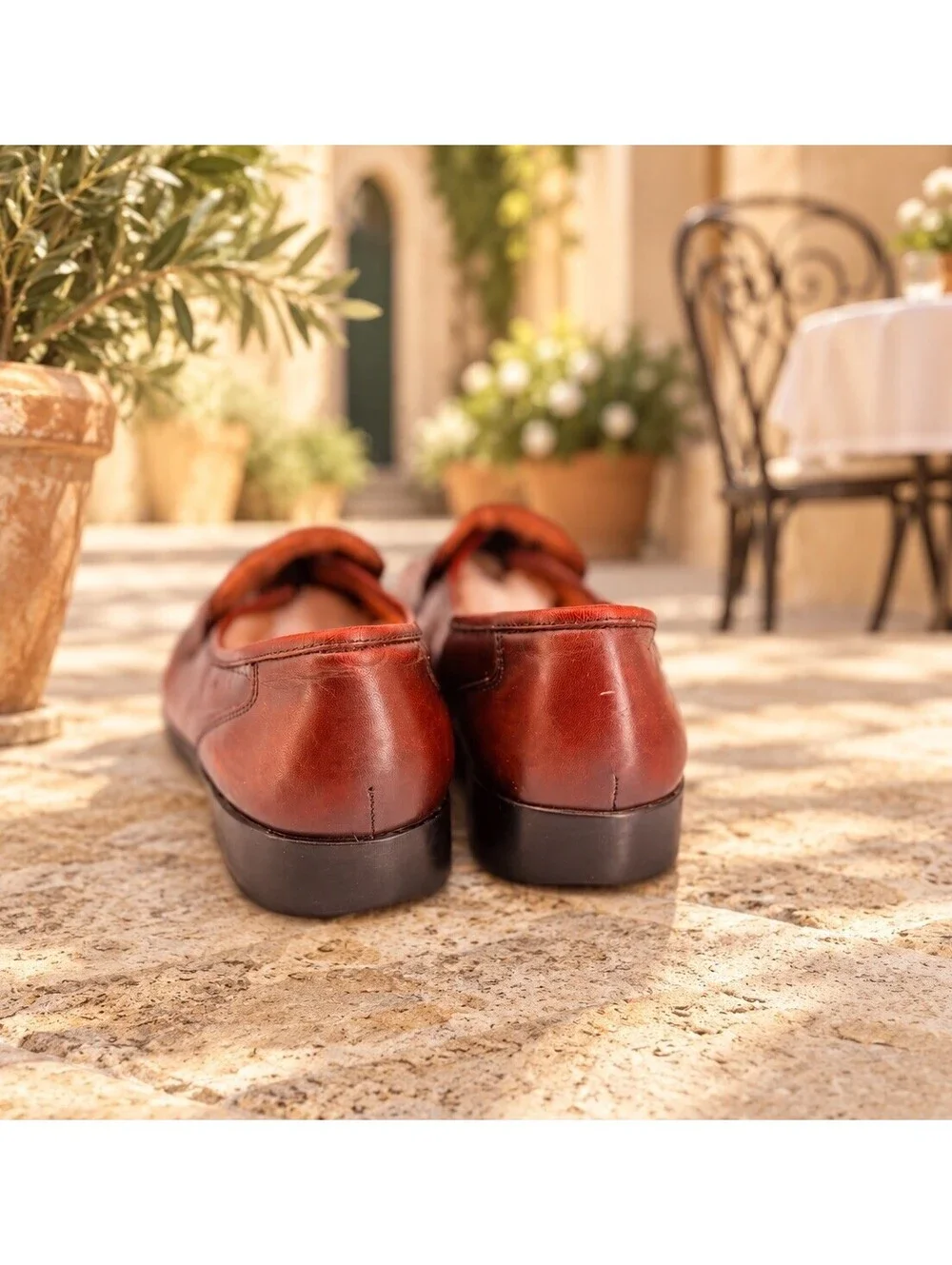 French Shriner Dayton Penny Loafers Mens 9E Burgundy Oxblood Leather Dress Shoes